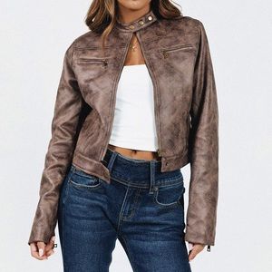 Princess Polly Lioness Bella Moto Jacket Chocolate Brown Size 6